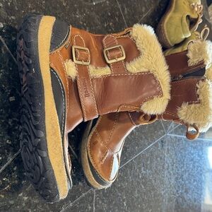 Merrell Brown Leather with Buckles Fur-Lined Winter Boots